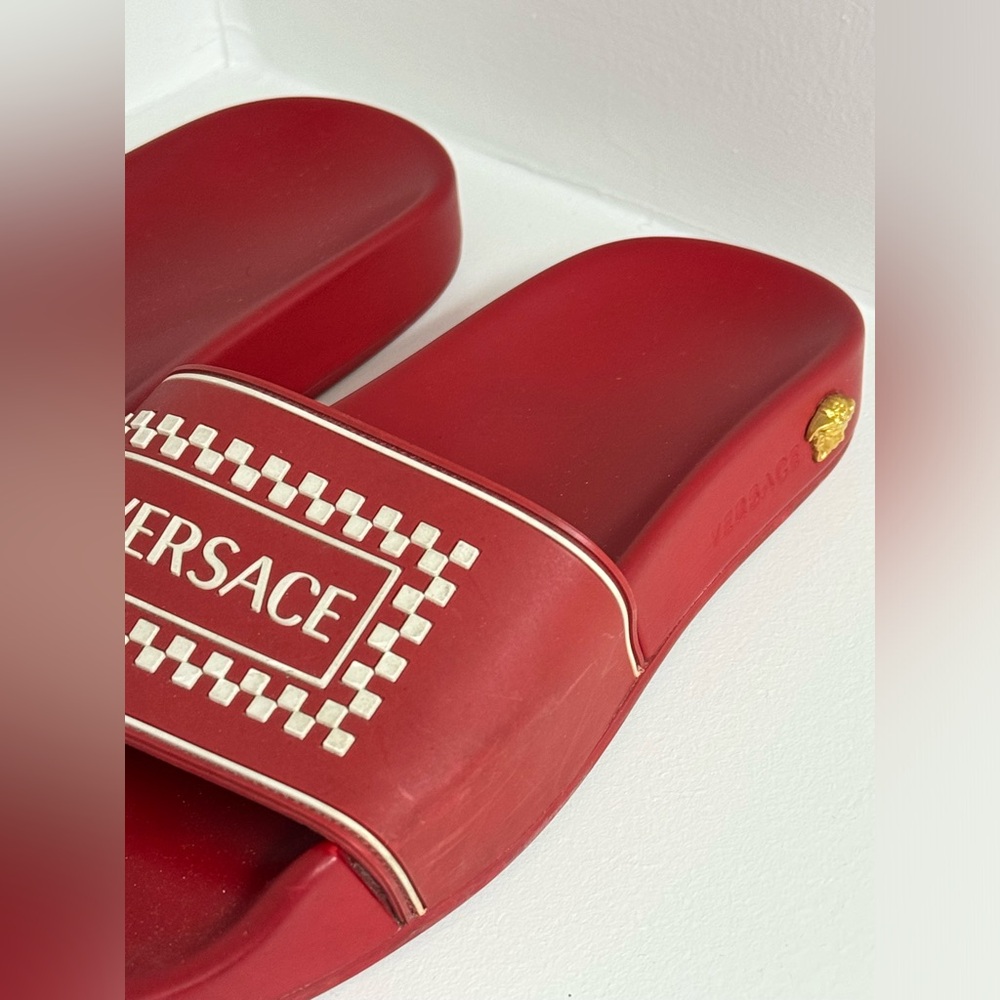 Red Versace Print Slides - image 3